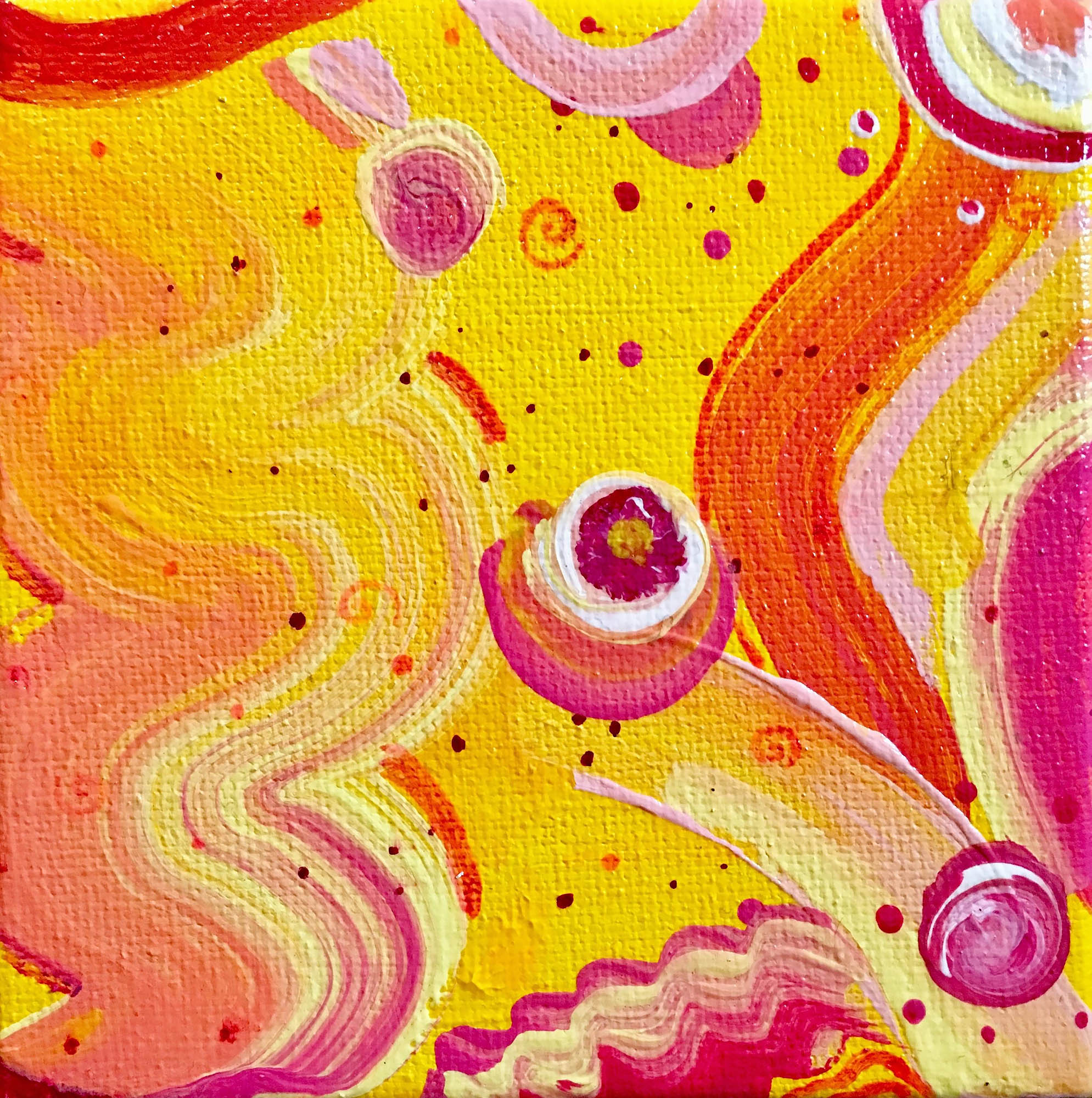 TANG-Kaitlyn-Hall “Tang”, acrylic, ink, and marker on 4”x4” canvas.